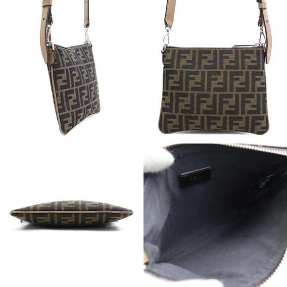 Fendi Zucca After Bag Mini Shoulder in Brown and Silver Canvas Leather, Men's... - Picture 2 of 5